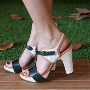 Chie Mihara Black and Cream Women's Shoes